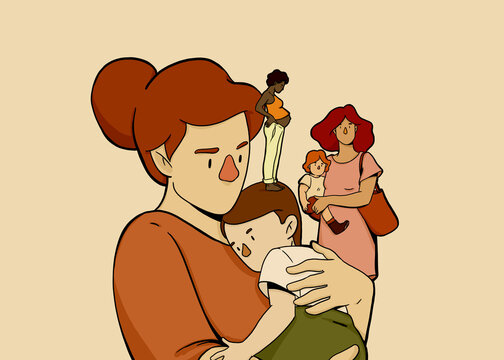Vector illustration of motherhood concept