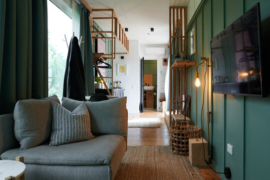 Interior of small tiny home