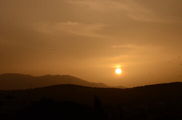yellow sunset on mountain