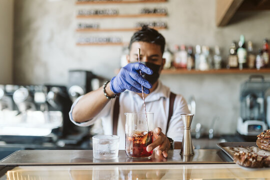 Bartender mixing a drink