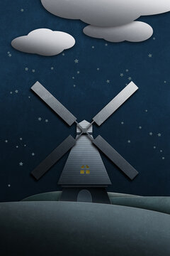 Windmill at night