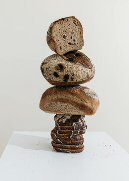 Stack of artisan sourdough bread 