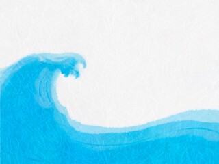 和紙素材の大きな波のイラスト背景