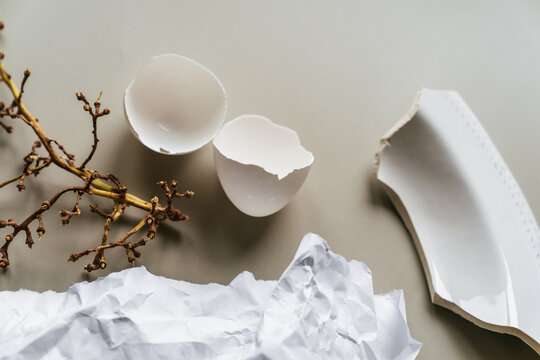 Eggshell and garbage.