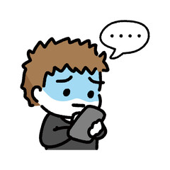 Fototapeta premium スマホ依存症 スマホ 表情 男の子