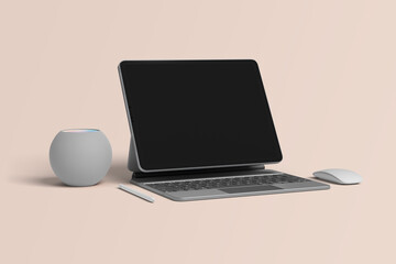 Fototapeta premium Digital tablet mockup with keyboard