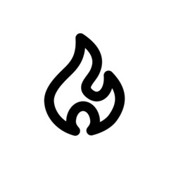 Simple fire icon, Vector outline icon on white background.