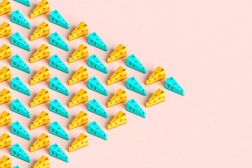 triangle of slices of cheese. 3d render