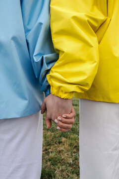 Two girls in support of peace. Dedicated to events in Ukraine