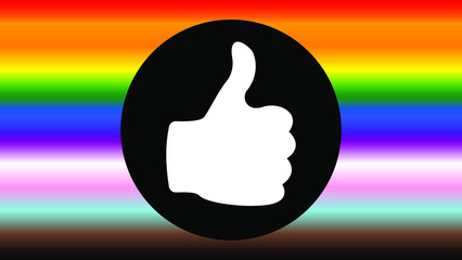 LGBTQ + Flag for the rights of pride and sexuality vector Illustration, Hand and thumb up like,screen size 4k