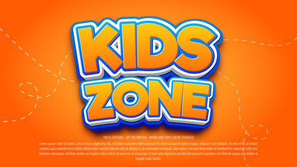 Kids zone 3d style editable text effect