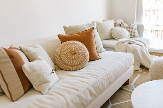 Cozy sofa with cushions