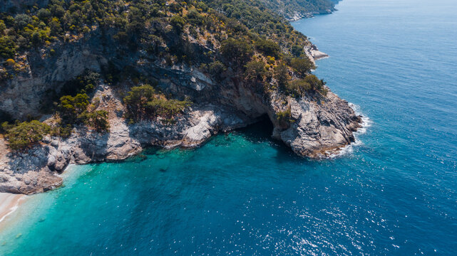 secret cave on the coast in Turkey