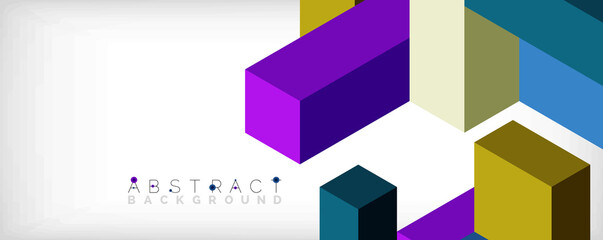 Abstract background. 3d cubes, cubic elements and blocks. Techno or business concept for wallpaper, banner, background, landing page