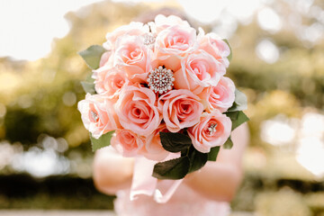 bouquet of roses in the hands