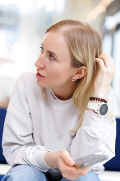 Portrait of consequential female 