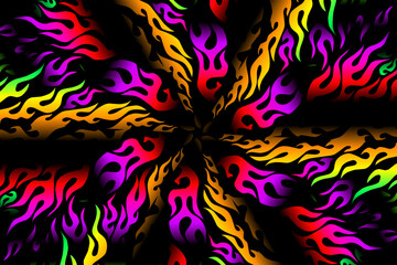  luxurious colourful abstract flame  line art pattern of indonesian culture traditional tenun batik ethnic dayak ornament for wallpaper ads background or clothing
