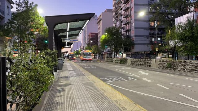 Bus Rapid Transit in Buenos Aires, Argentina. Timelapse. 4K Resolution.