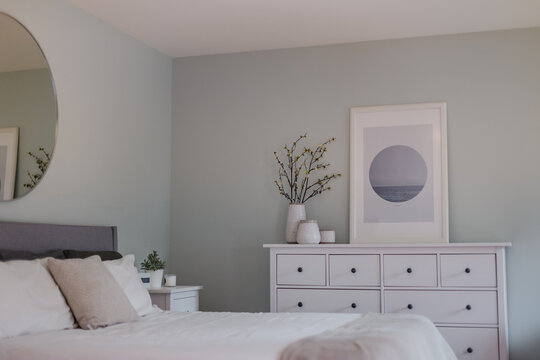 Master bedroom dresser and decor.