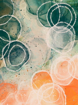 Abstract Alcohol Ink Painting With Layers Of Circles