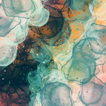 Abstract Alcohol Ink Painting In Warm Tones