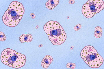 Repeating pattern of animal cells, illustration