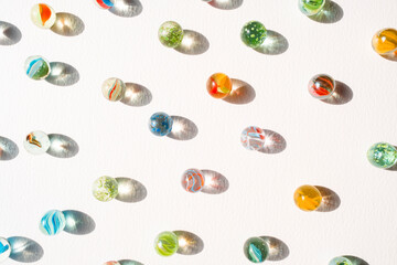 Glass marbles in bright sunlight