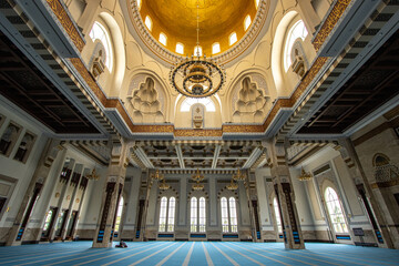 Beautiful islamic architecture of Masjid Sri Sendayan the new and the biggest mosque in Seremban.