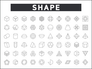 Simple Set of 3D Shapes Related Vector Line Icons. Contains such Icons as geometric, octagon, Triangle, circle, hexagon, abstract, cube, linear symbols and more.