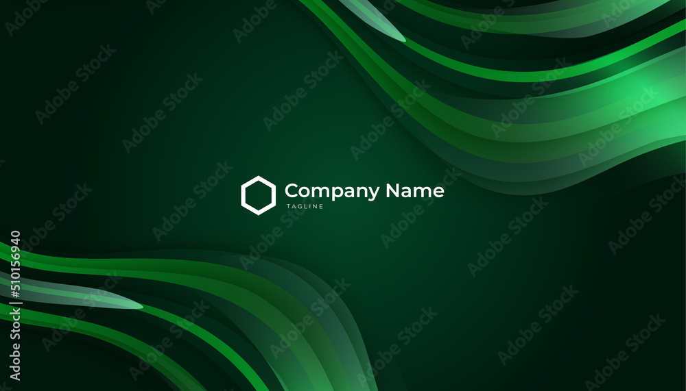 Wall mural modern green business card and presentation background slide design template with text and logo spac