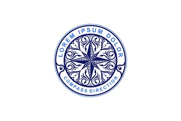 Mandala windrose logo simple minimalist luxury design beauty fashion wellness icon compass circle shape © 21graphic