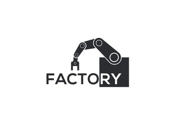 Factory robotic logo design modern technology manufacturing