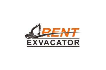 Excavator construction logo design, excavator logo element heavy equipment work. transportation vehicle mining.