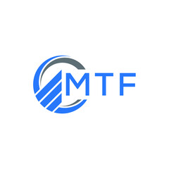 MTF Flat accounting logo design on white  background. MTF creative initials Growth graph letter logo concept. MTF business finance logo design.