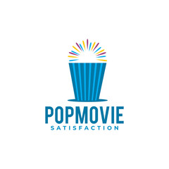 Theater building withpop corn logo design