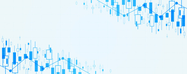 Abstract Business chart with forex graph of finance market in blue color background