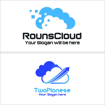 Modern of technology cloud storage logo design vector illustration
