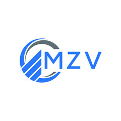 MZV Flat accounting logo design on white  background. MZV creative initials Growth graph letter logo concept. MZV business finance logo design.