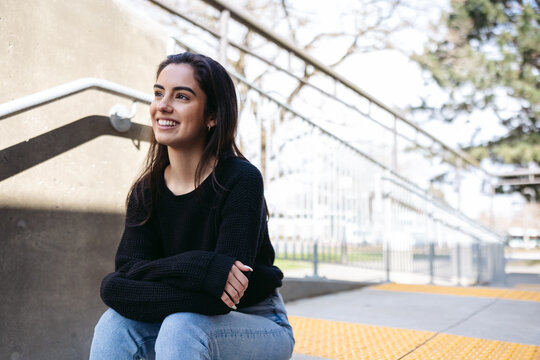 Young woman portrait outside.