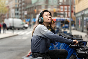 Woman on public bike