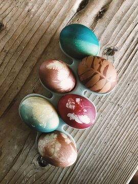 Close-up of died Easter eggs