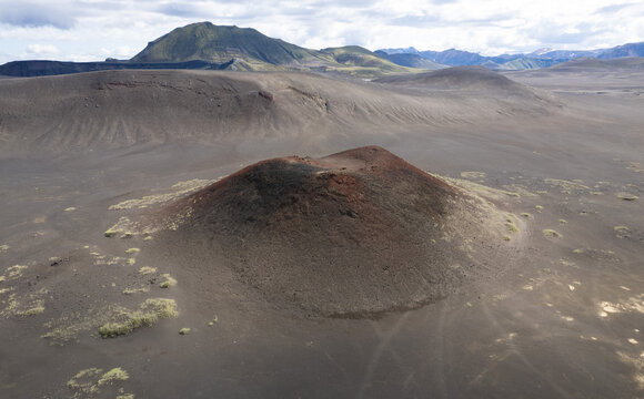 Aerial View Of A Crater In Iceland.