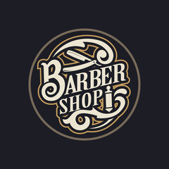 vintage logo barbershop vector template illustration