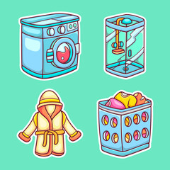 washroom required things stickers background illustrated