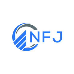 NFJ Flat accounting logo design on white  background. NFJ creative initials Growth graph letter logo concept. NFJ business finance logo design.