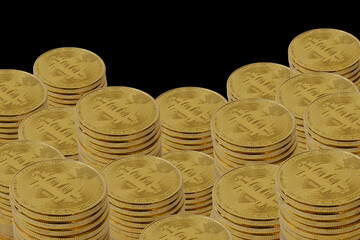 Cryptocurrency golden bitcoin coin concept, Blockchain technology Business concept, Gold bitcoin on the background.