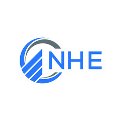 Obraz premium NHE Flat accounting logo design on white background. NHE creative initials Growth graph letter logo concept. NHE business finance logo design.