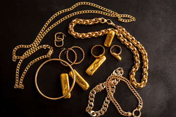 Gold Bars and Gold Jewellery 