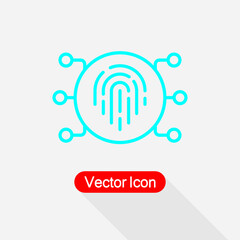 Cybersecurity Icon, Unique Fingerprint Icon, Imprint Icon Vector Illustration Eps10