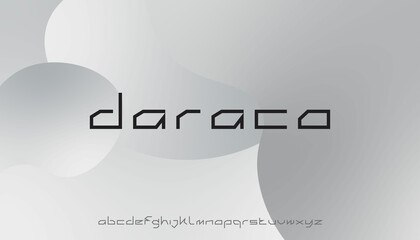 daraco, a strong and bold and mechanic modern lowercase alphabet. vector font.